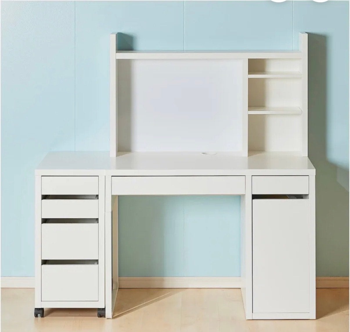 IKEA MICKE opbouwdeel hoog wit - Bureau opbouw, Huis en Inrichting, Bureaus, Ophalen, Gebruikt, Spaanplaat of MDF, IKEA