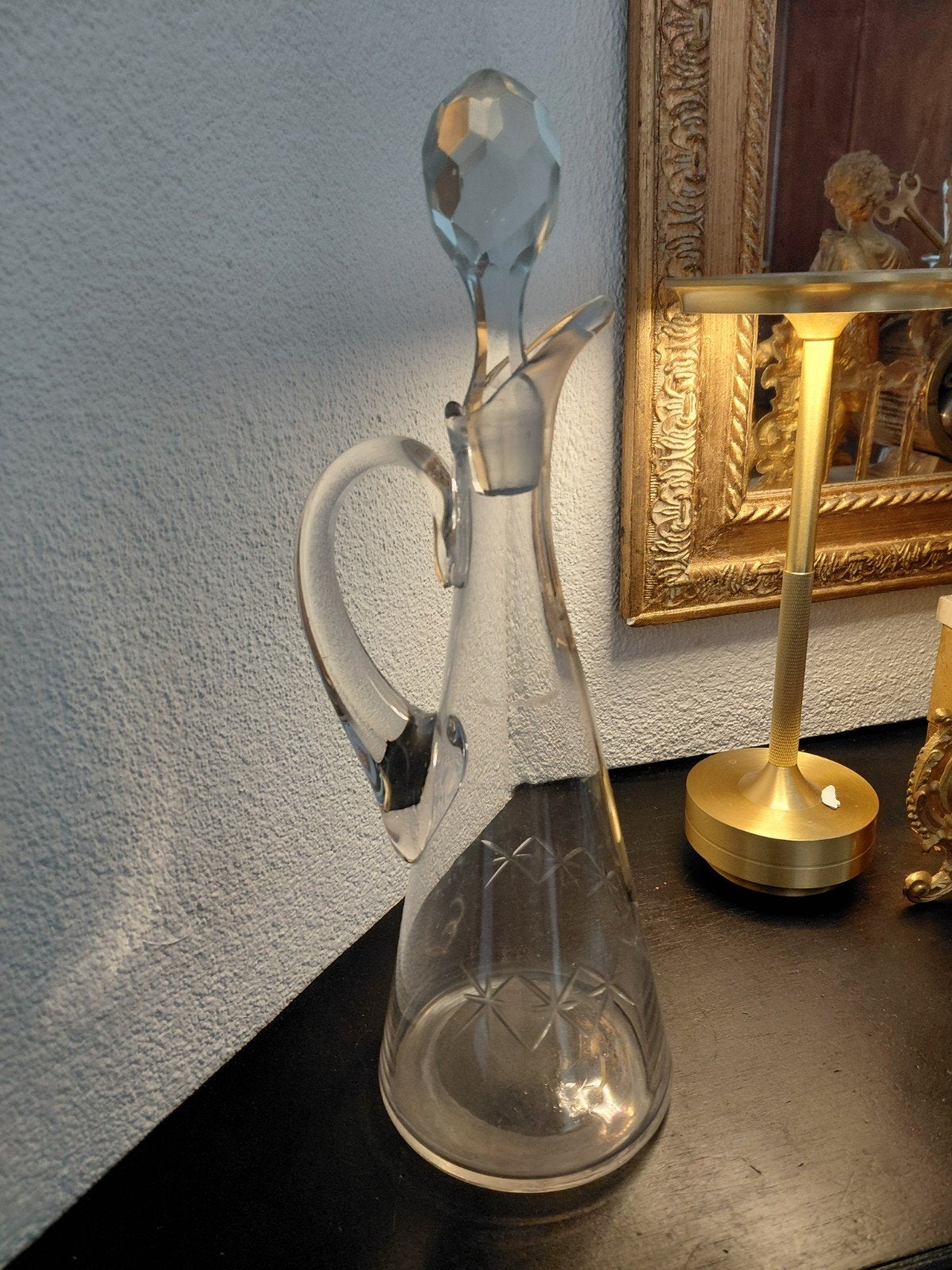Vintage Glazen Karaf met Kristallen Stop, Ophalen of Verzenden