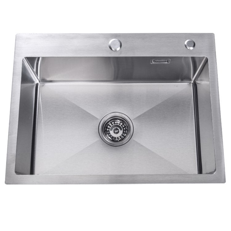Spoelbak | Wasbak | Gootsteen | 59x44x20 | Zilver | Kraangat, Huis en Inrichting, 25 tot 50 cm, Zilver, Nieuw, Lendo Online