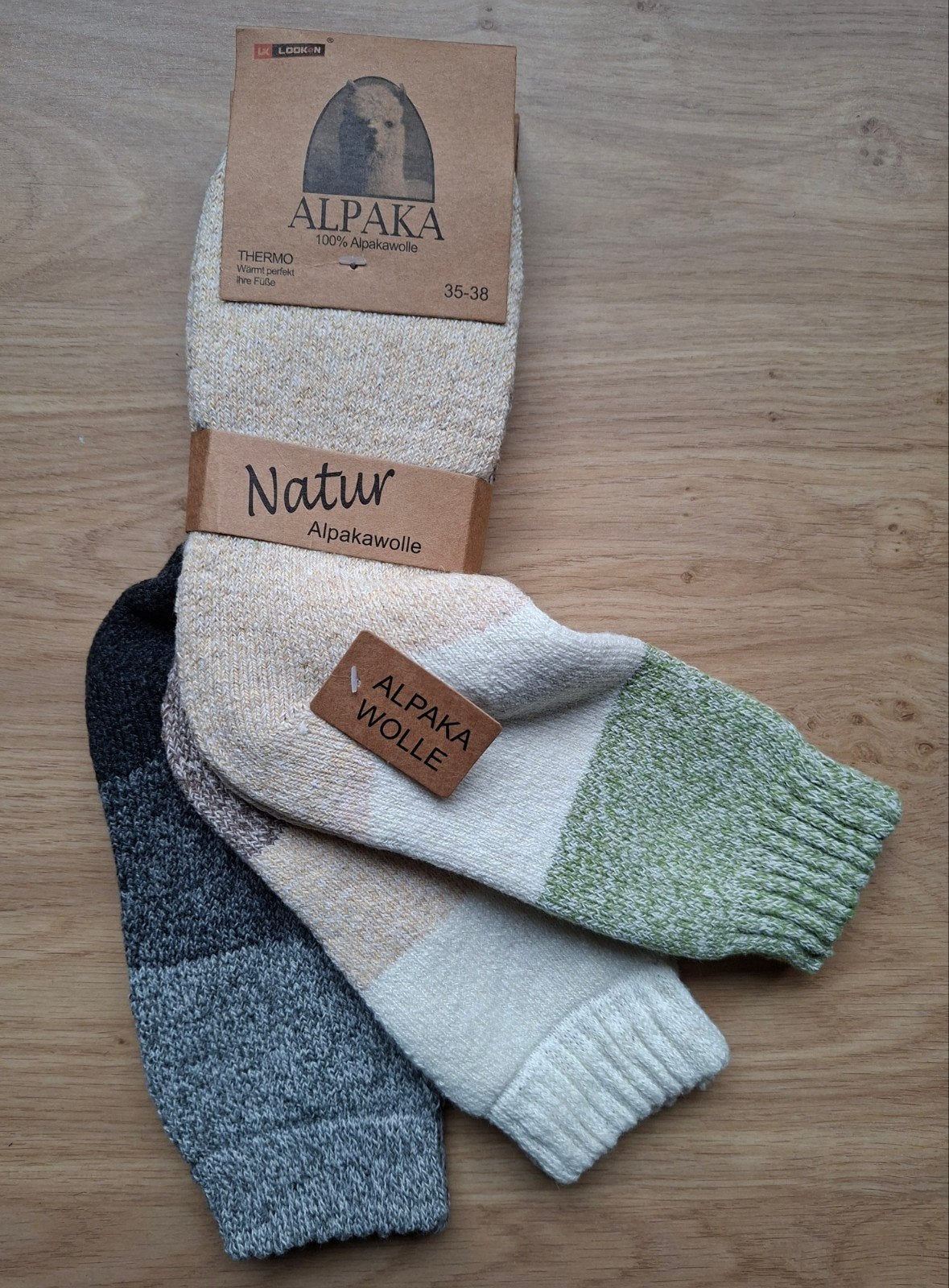 3 Paar/ Thermo Alpaka Wollen Sokken Maat 35-38..., Sokken en Kniesokken, Alpaka, Beige, Maat 35 t/m 38