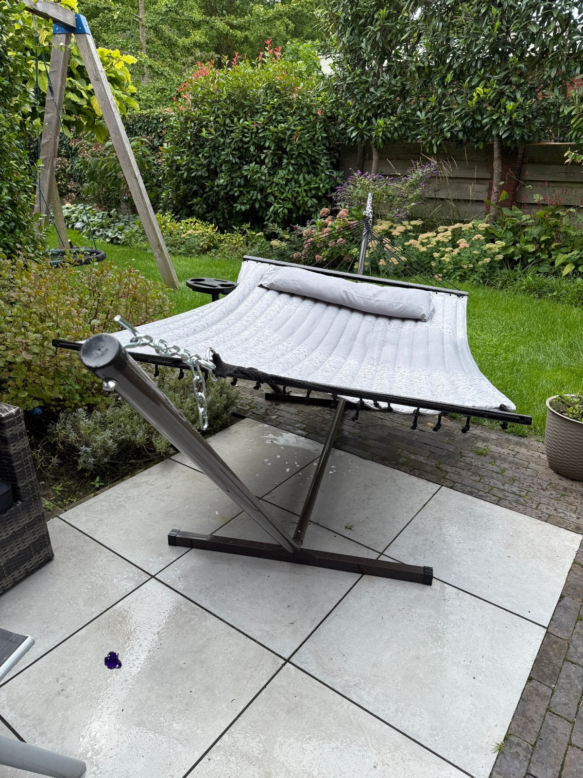 Hangmat met Standaard+ Spreidstok - 2 Persoon - bijna nieuw, Tuin en Terras, Ophalen, Meerpersoons, Zo goed als nieuw, Met standaard