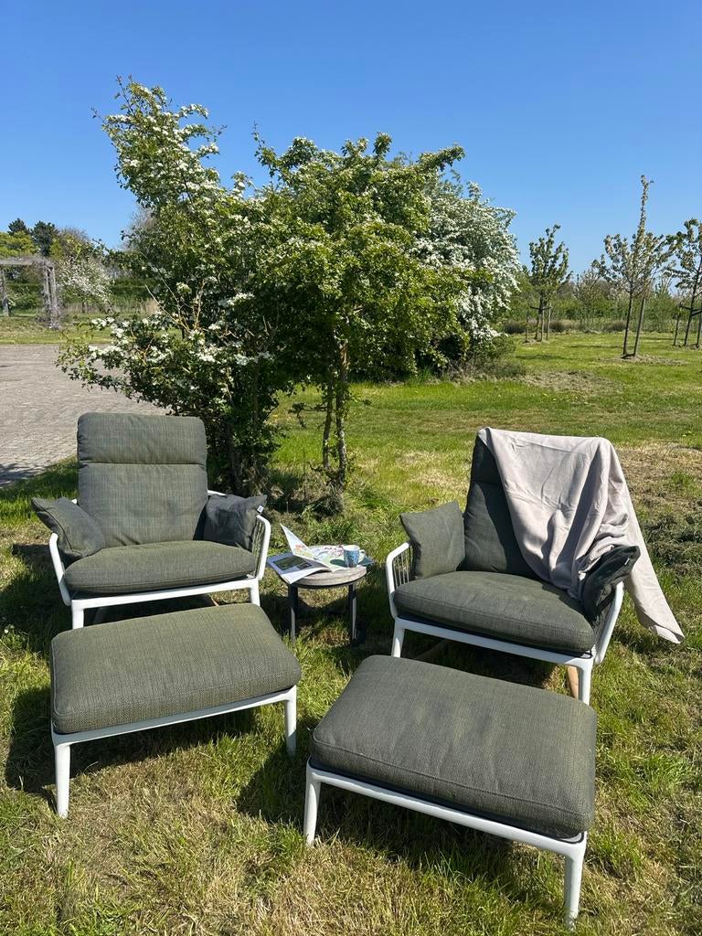 Rolf Benz Outdoor Design Lounge Tuinstoelen met Voetenbanken, Ophalen, Zo goed als nieuw, Overige materialen