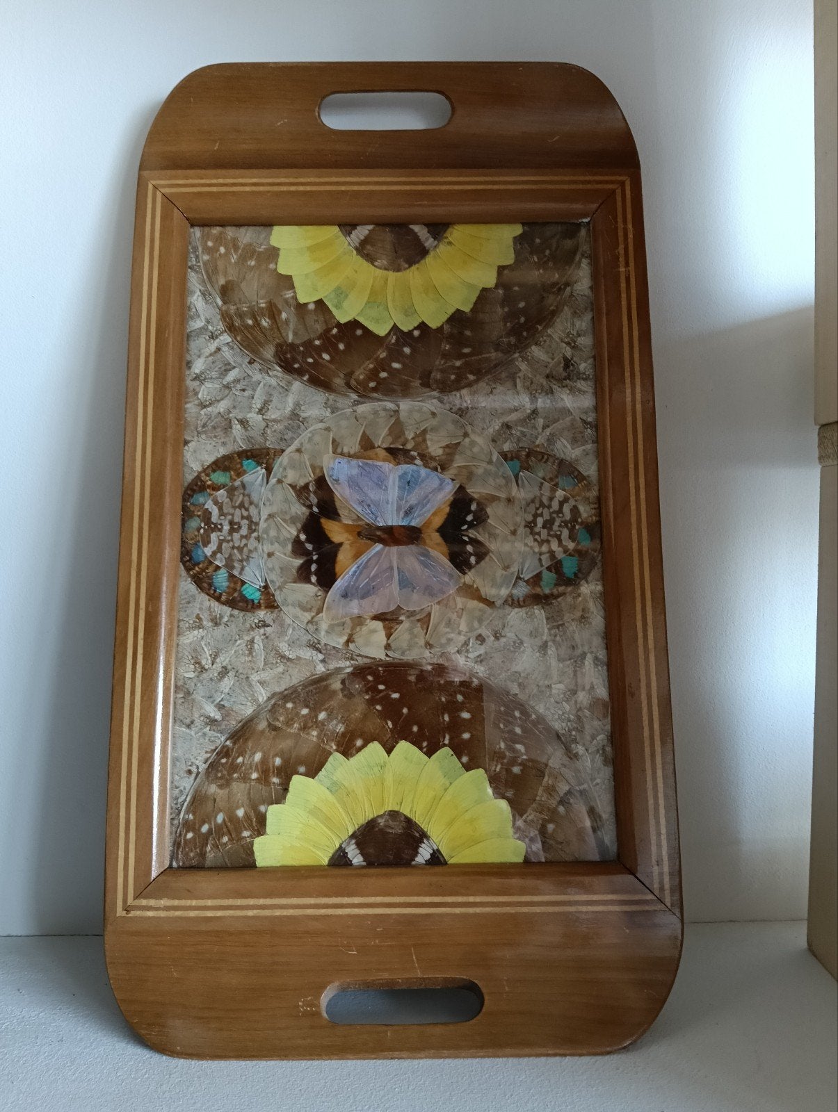 Uniek Dienblad met Vlinder Vleugels - Decoratief Hout, Gebruikt, Onbekend@voorbeeld.com, Met afbeelding/tekst, Onbekend