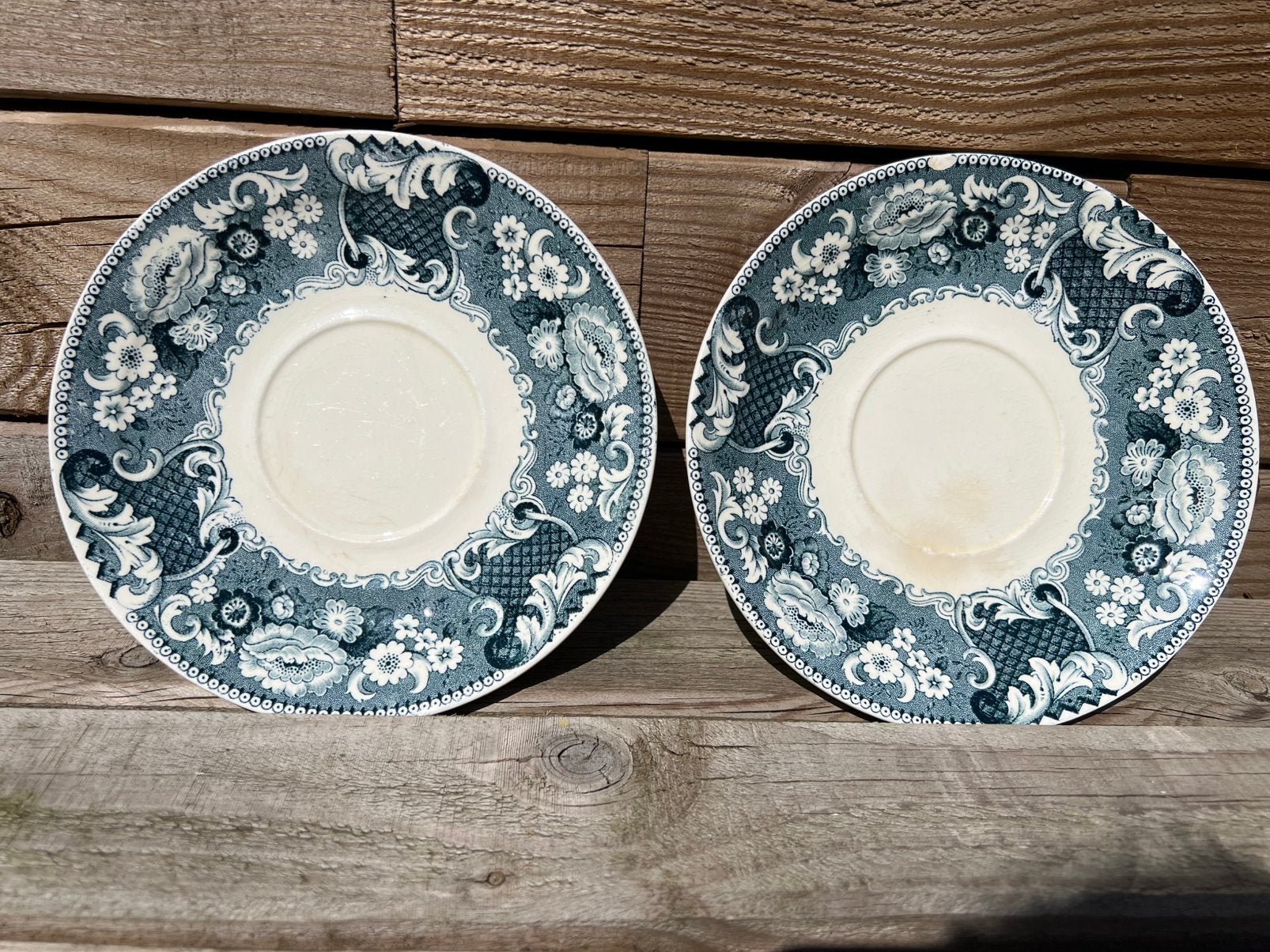 2 Vintage Societe Ceramique Schotels Blauw Bloemenpatroon, Antiek en Kunst, Ophalen of Verzenden