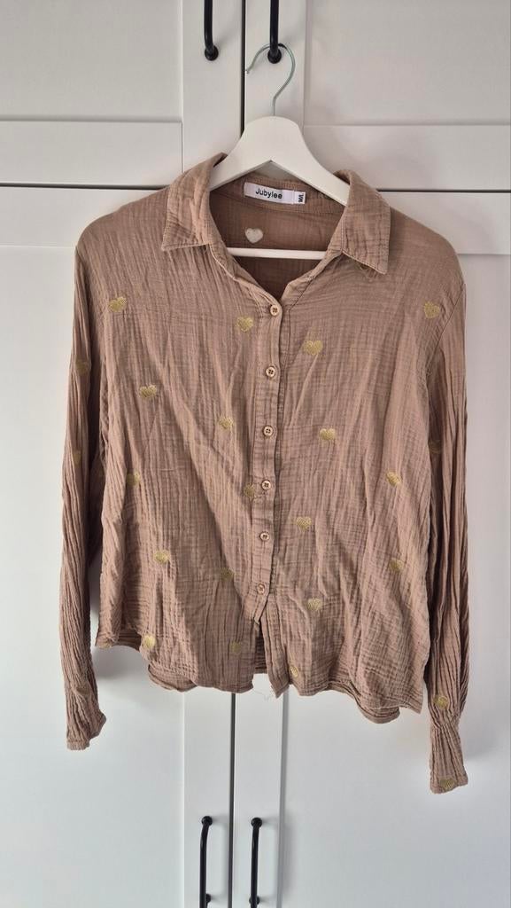 Jubylee blouse met geborduurde hartjes, Maat 38/40 (M), Beige, Ophalen of Verzenden, Zo goed als nieuw
