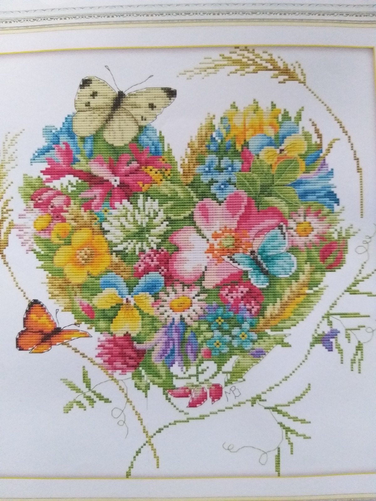 Borduurpakket Bloemenkrans en Vlinders, Ophalen of Verzenden, Nieuw, Handborduren, Borduurpakket