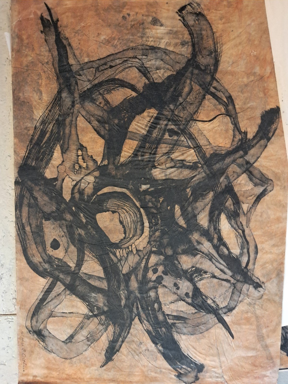 Abstracte grafiek van Sophia Olthuis, Ophalen of Verzenden, Overige technieken, Origineel, 1950 - 1999