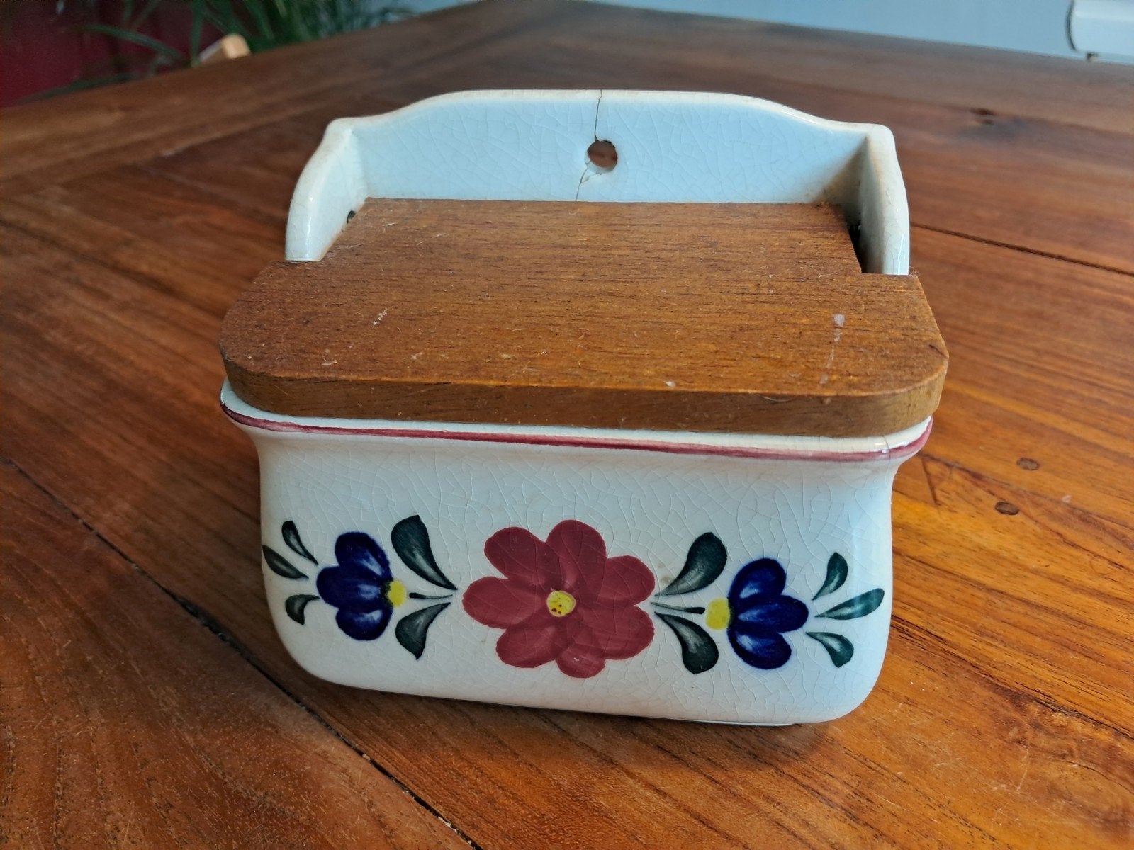 Boerenbont bakje met houten deksel, Ophalen of Verzenden