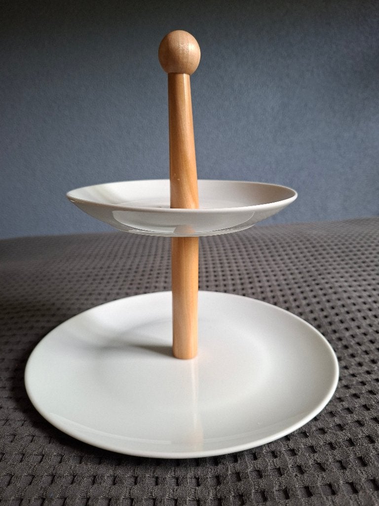 etagere. 2 niveau's. Excellent houseware.  Houten handvat., Etagère, Demontabel, Ophalen of Verzenden, Zo goed als nieuw