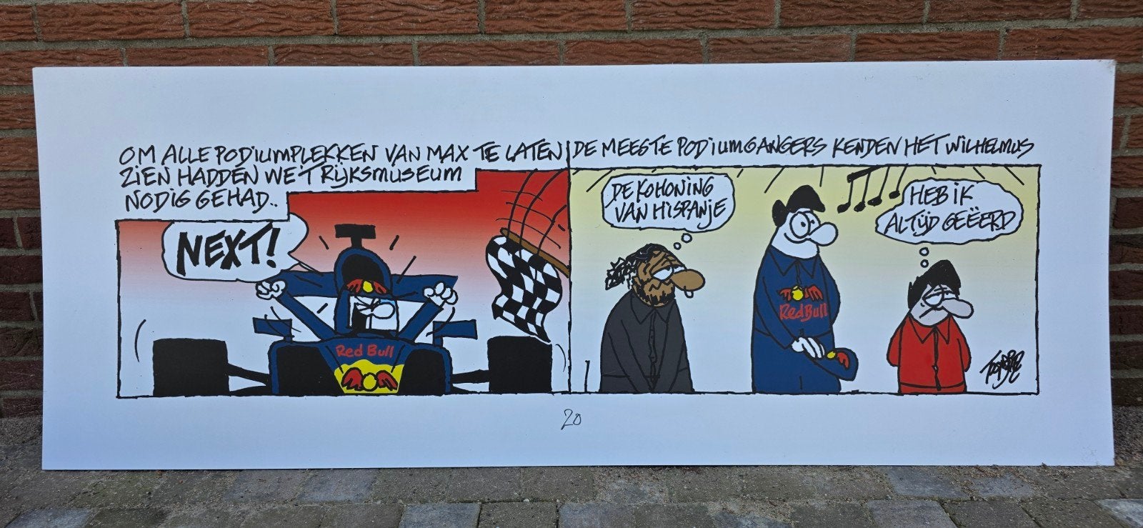 Max Verstappen Formule 1 Cartoon Print - Gesigneerd, Ophalen of Verzenden, Formule 1