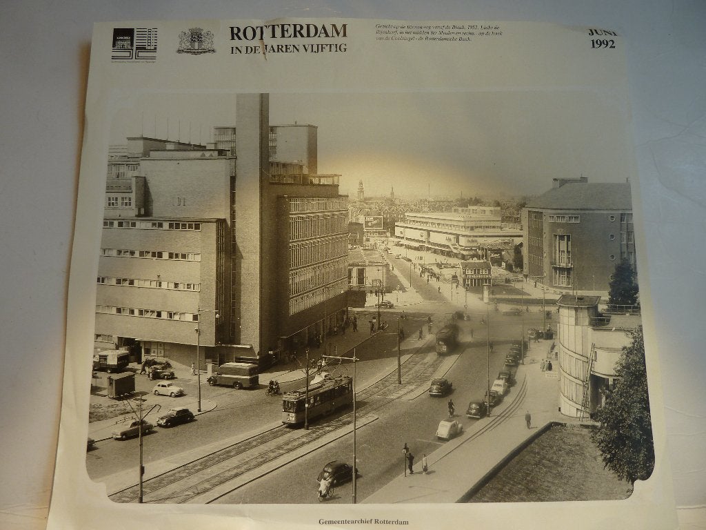 ROTTERDAM 1952   (BLAAK & COOLSINGEL)  27 / 20 cm., Verzamelen, Gebruikt, Ophalen of Verzenden, 1940 tot 1960, Prent