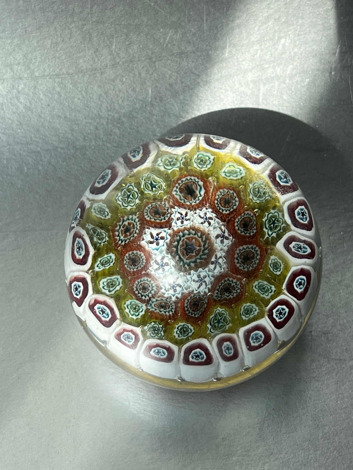 Mooie glazen paperweight / presse papier, millefiori, Ophalen of Verzenden