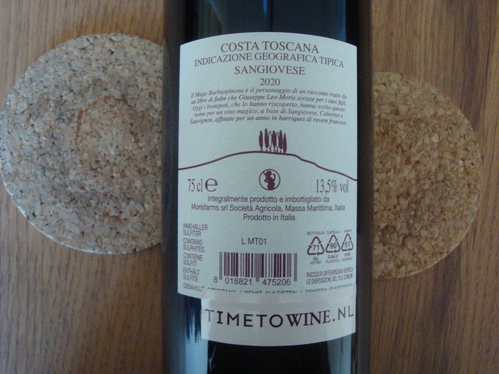 Fles wijn Costa Toscana tipica Sangiovese 2020, Nieuw, Rode wijn, Vol, Italië