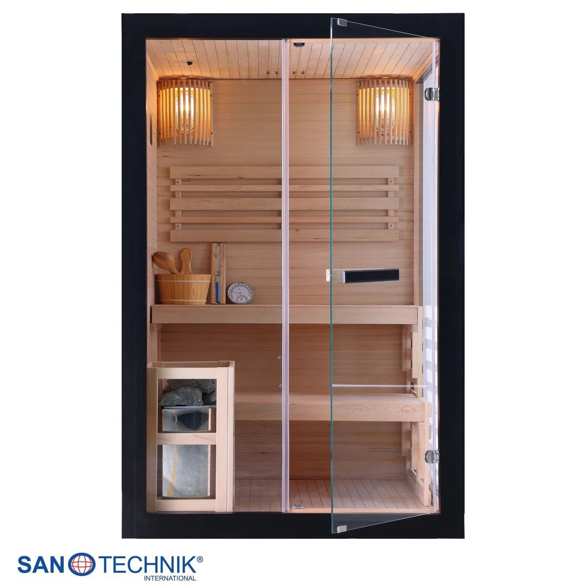 Luxe Zwarte Finse Sauna | 2 Pers. | Harvia | Gratis Levering, Sport en Fitness, Sauna, Ophalen of Verzenden, Nieuw, Fins of Traditioneel