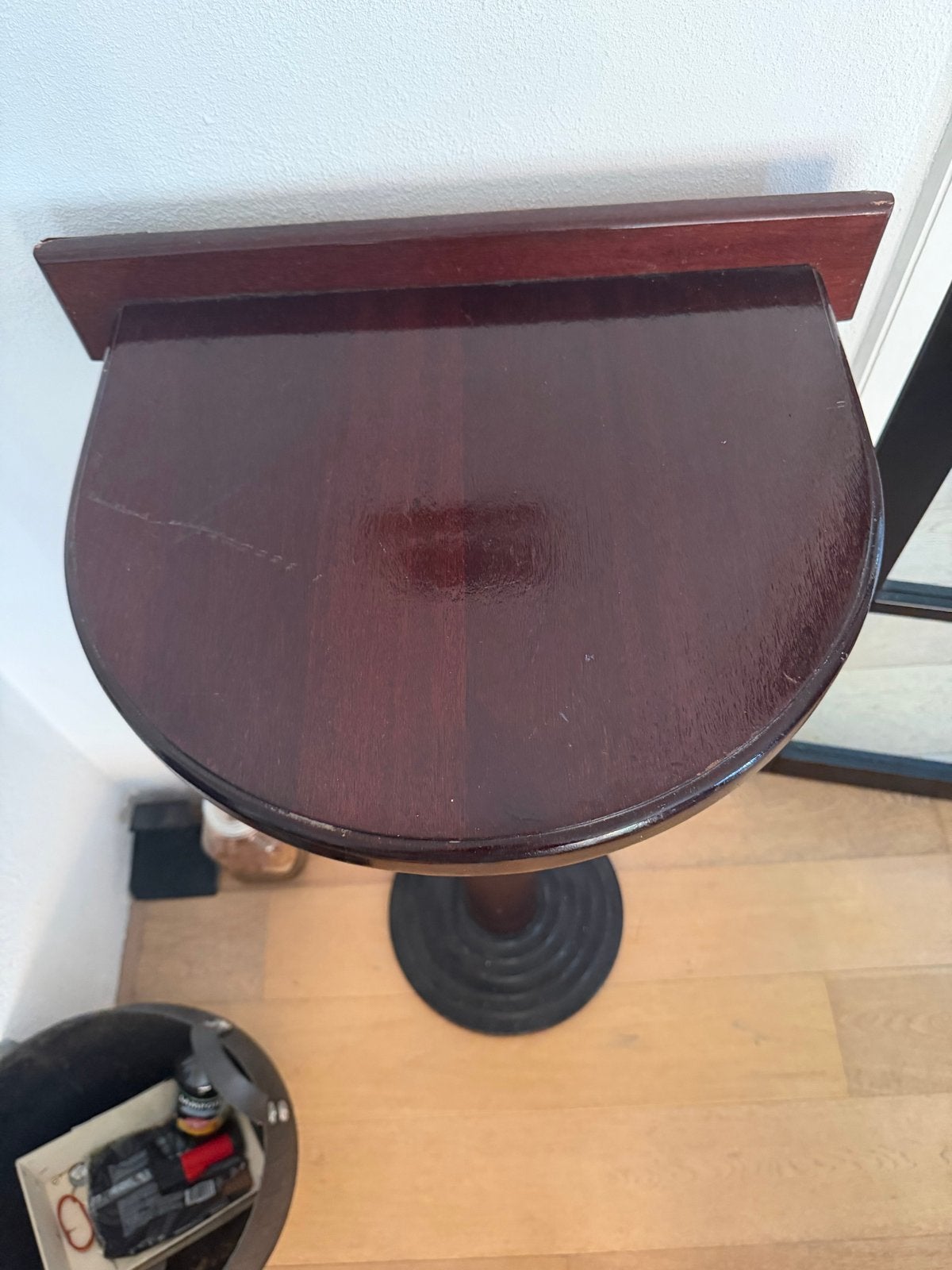 Hoge wandtafel/sidetable, Hoogte 114 cm, Ophalen, Gebruikt, Overige vormen, 60 cm of meer