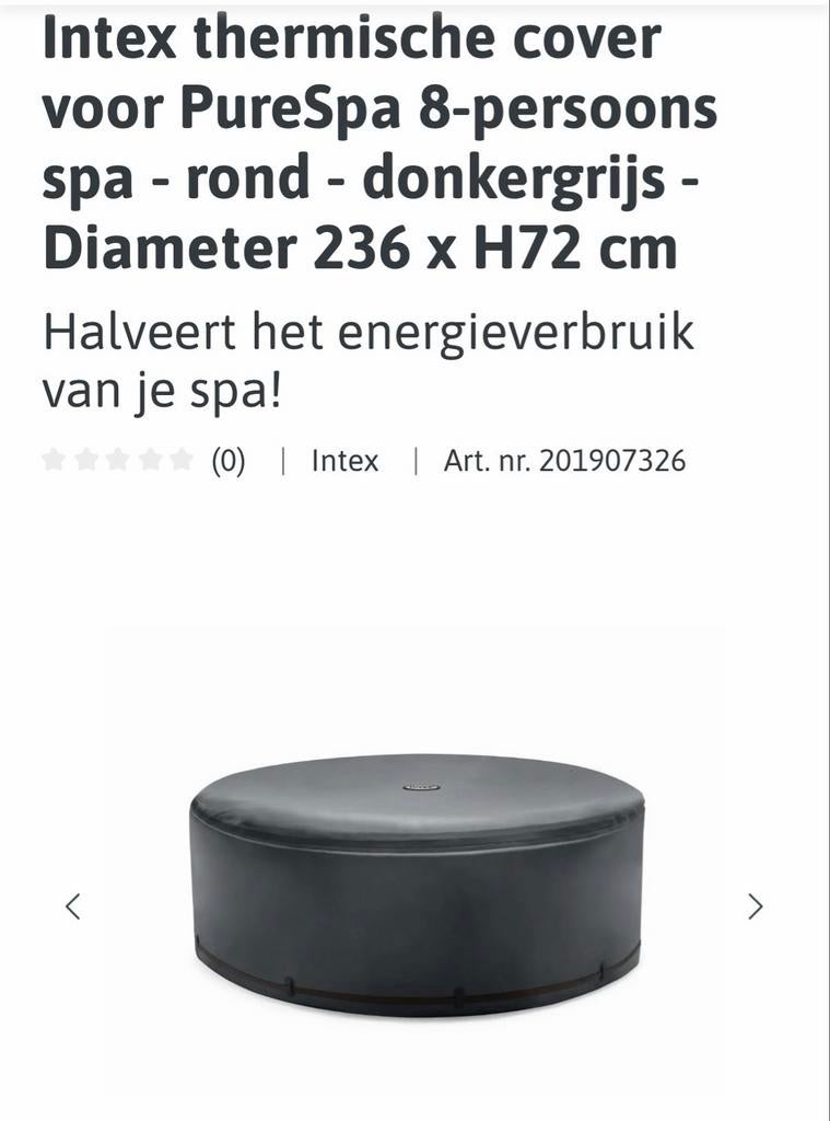 Intex thermische cover PureSpa 8-persoons rond Ø236xH72cm, Ophalen, Zo goed als nieuw, Afdekzeil, Vast