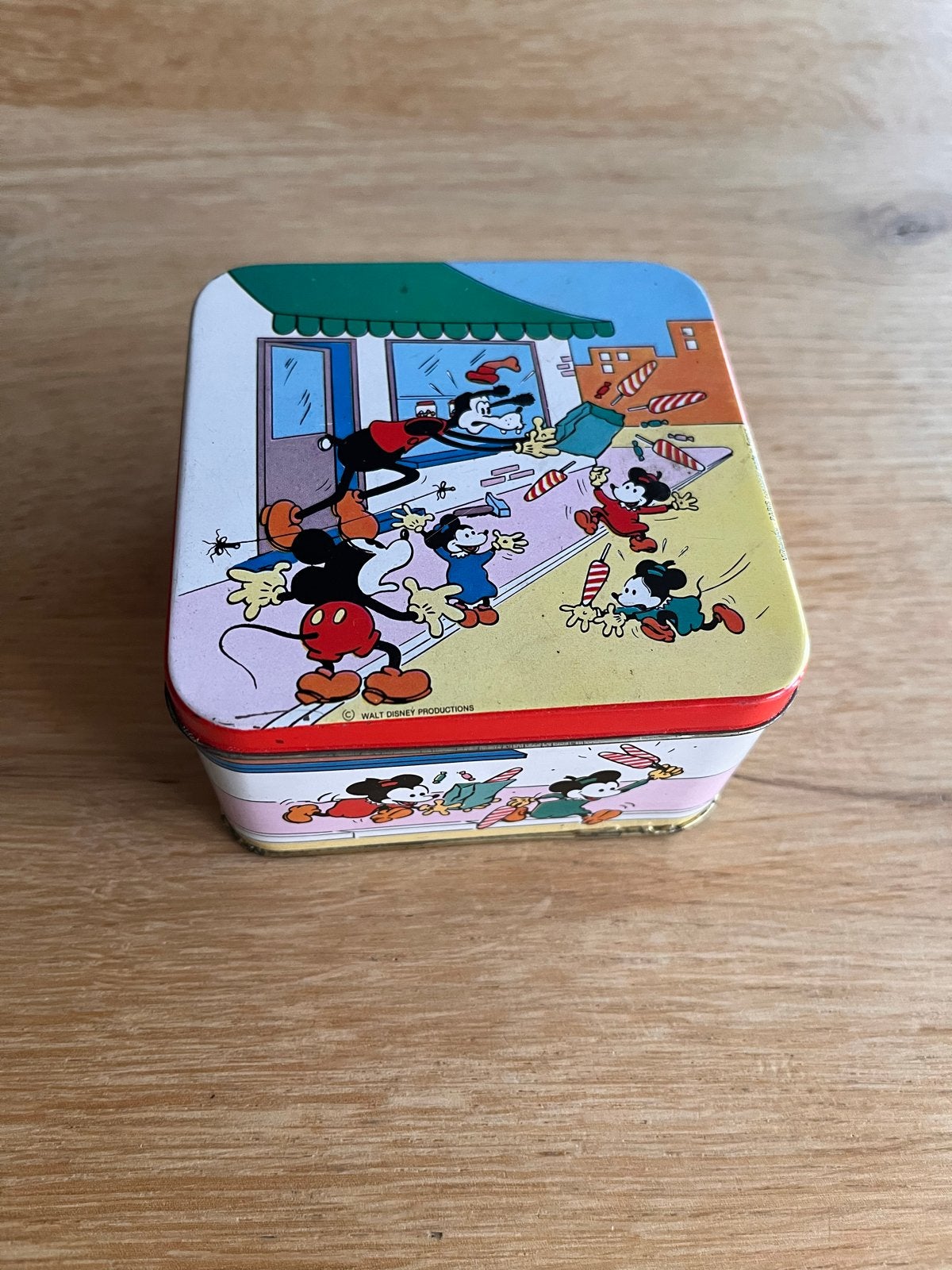 Vintage Walt Disney Productions Blikken Doosje Mickey Mouse, Ophalen of Verzenden, Mickey Mouse, Gebruikt, Overige typen