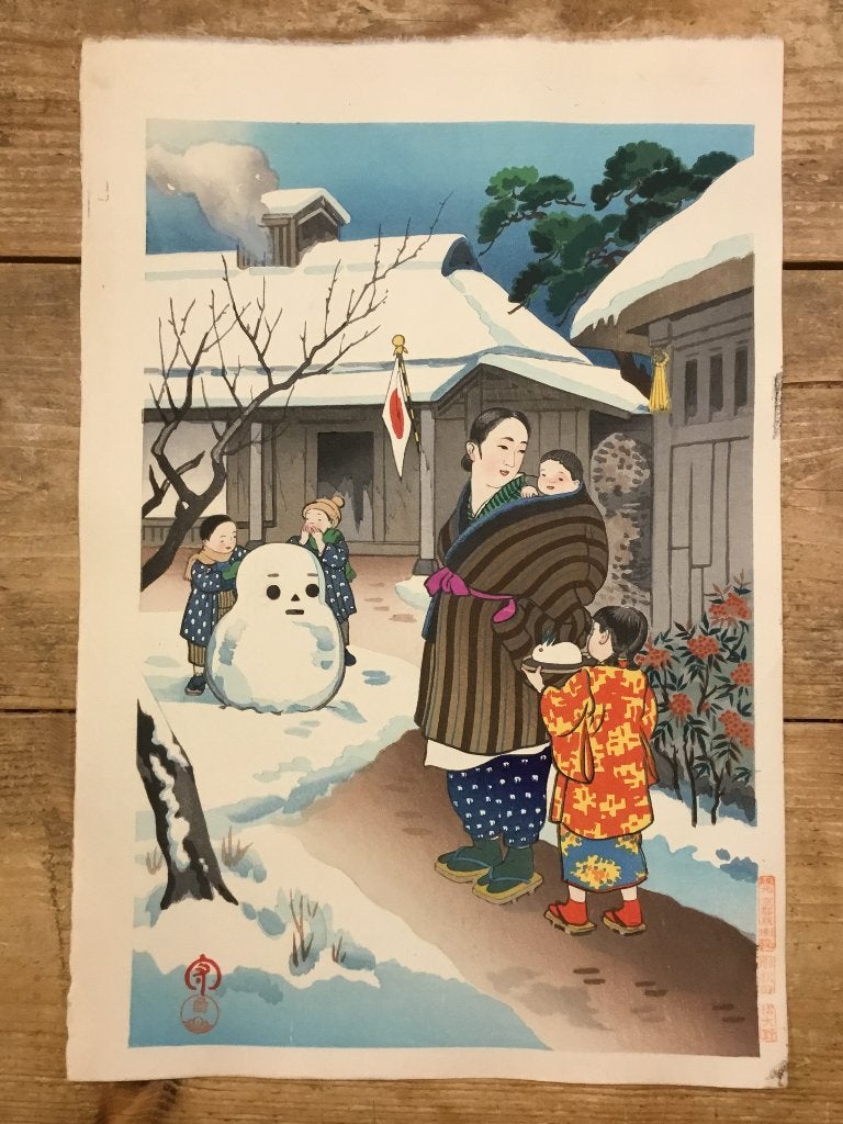 Oude Japanse houtblok prent, Antiek en Kunst, Kunst | Niet-Westerse kunst, Wanddecoratie, Verzenden, Handgemaakt, Japan