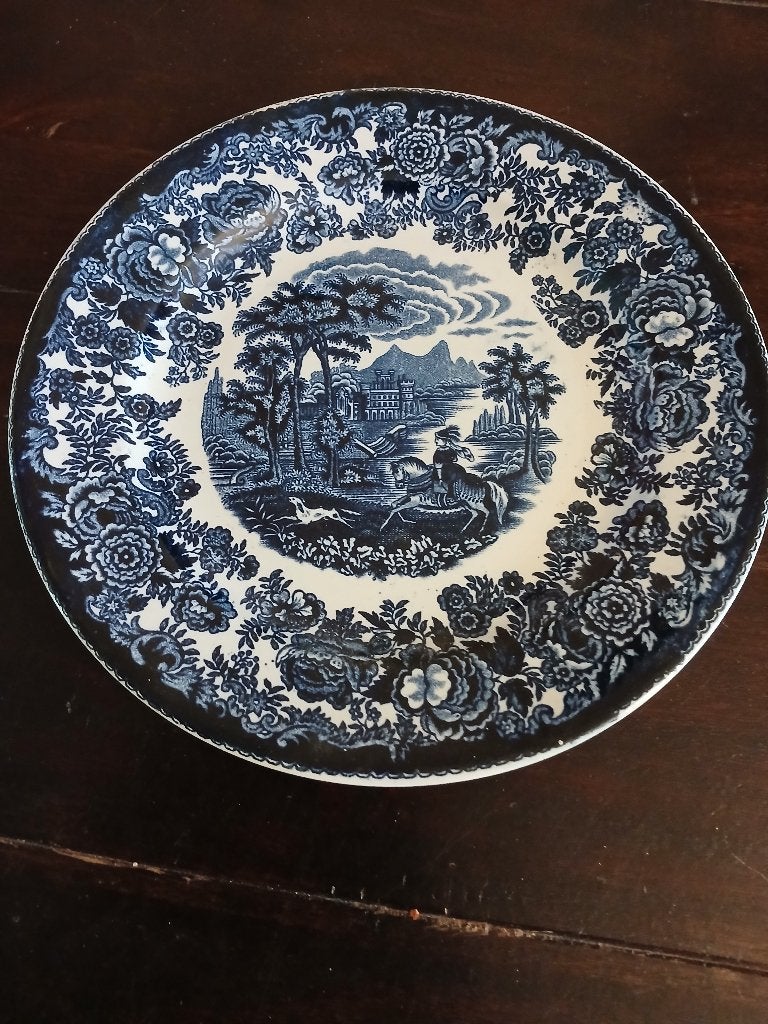 Petrus Regout Amazone blauw wandbord, 23cm, Antiek en Kunst, Ophalen of Verzenden