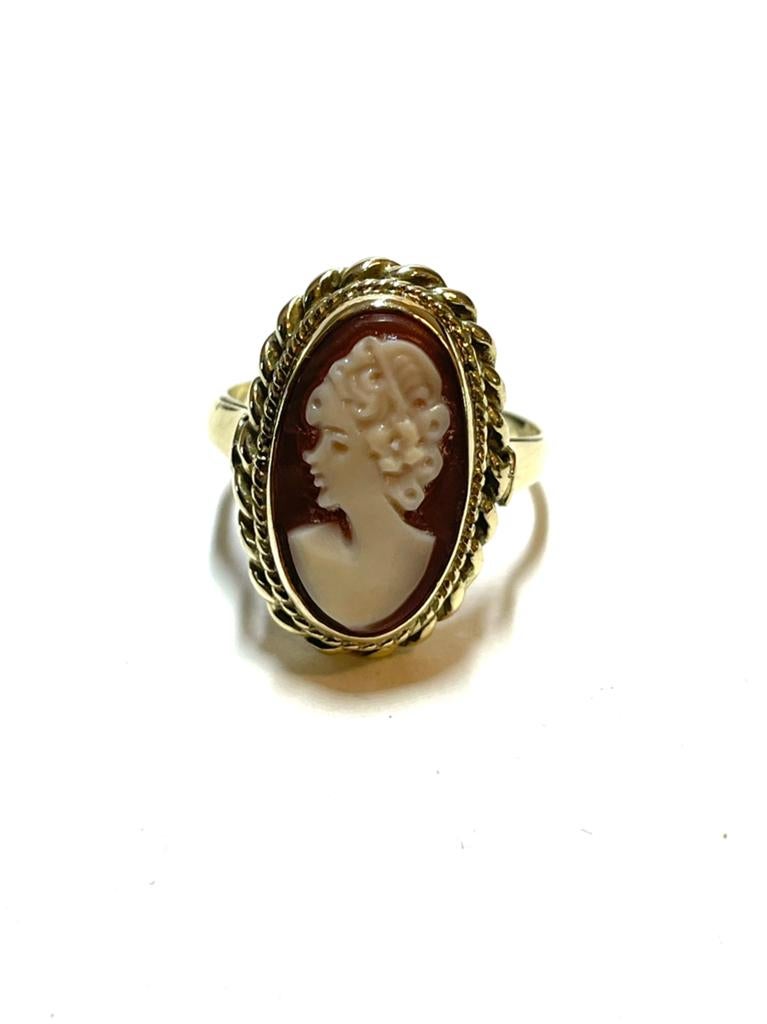 14k gouden ring met een camee, -, -, Ophalen of Verzenden, Dame