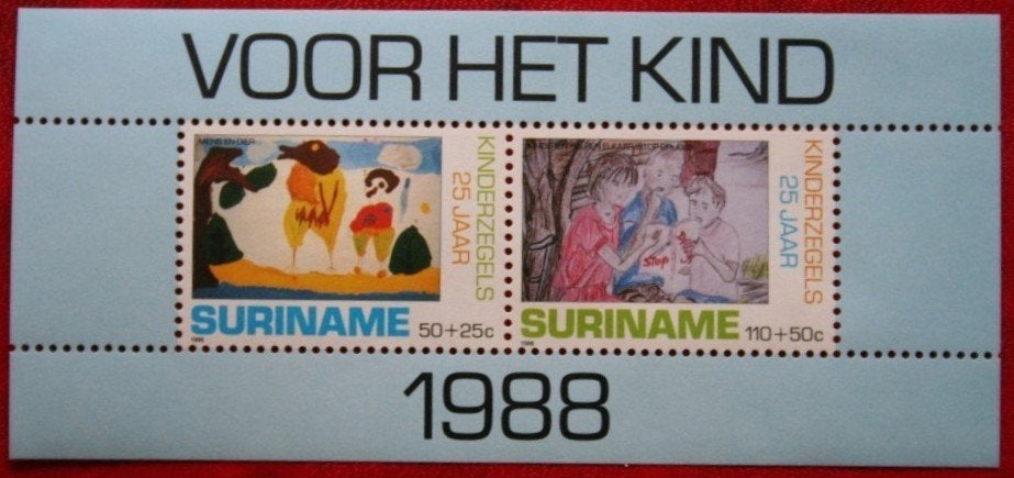 Suriname 1988- Blok ZB 608 - Kinderpostzegels, Ophalen of Verzenden, Postfris