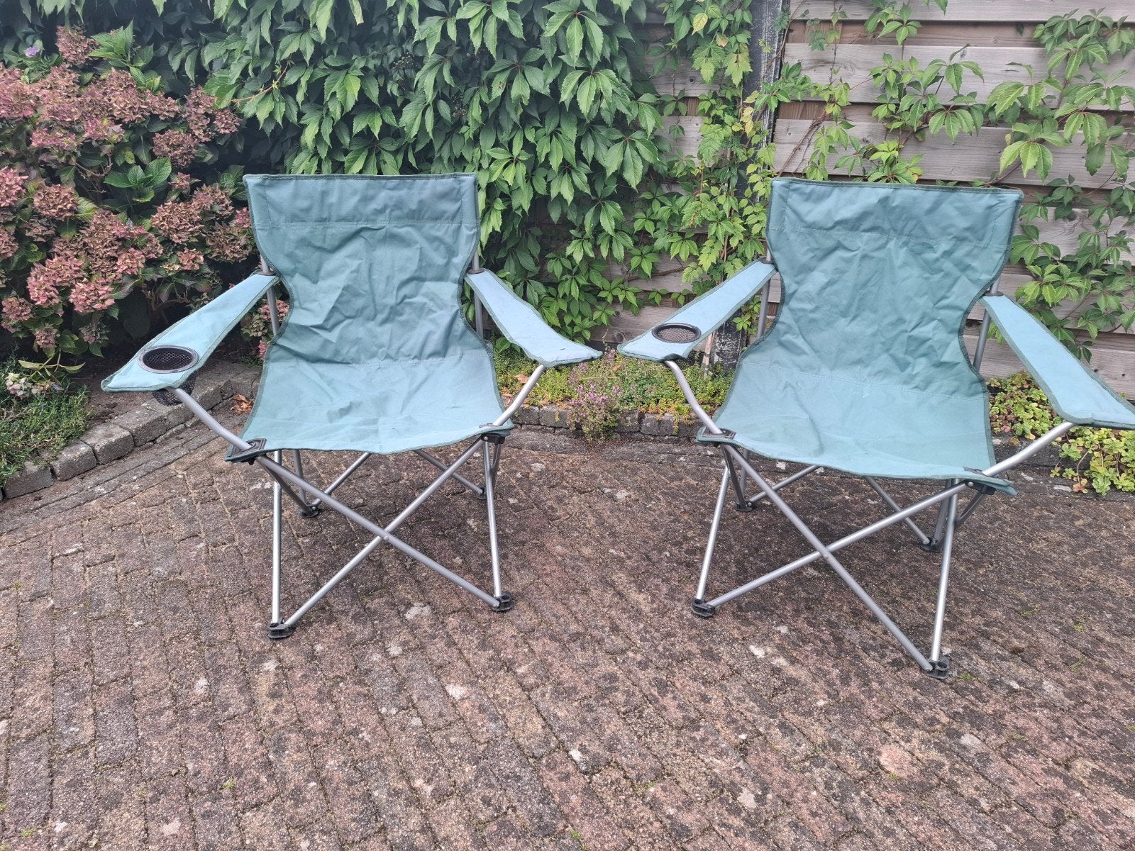 Set inklapbare campingstoelen, Caravans en Kamperen, Ophalen, Gebruikt, Campingstoel