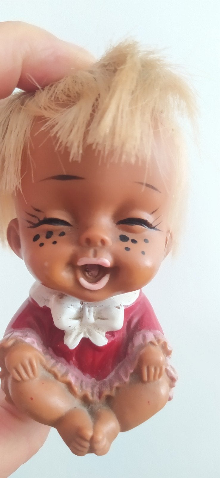 Vintage 1960s Japanese Laughing Baby Doll Piggy Bank – Kawai, Ophalen of Verzenden