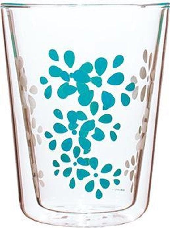 Zak!Designs Dotdot Theeglas Dubbelwandig (35cl) Aqua blauw, Glas of Glazen, Nieuw, Ophalen of Verzenden, Glas