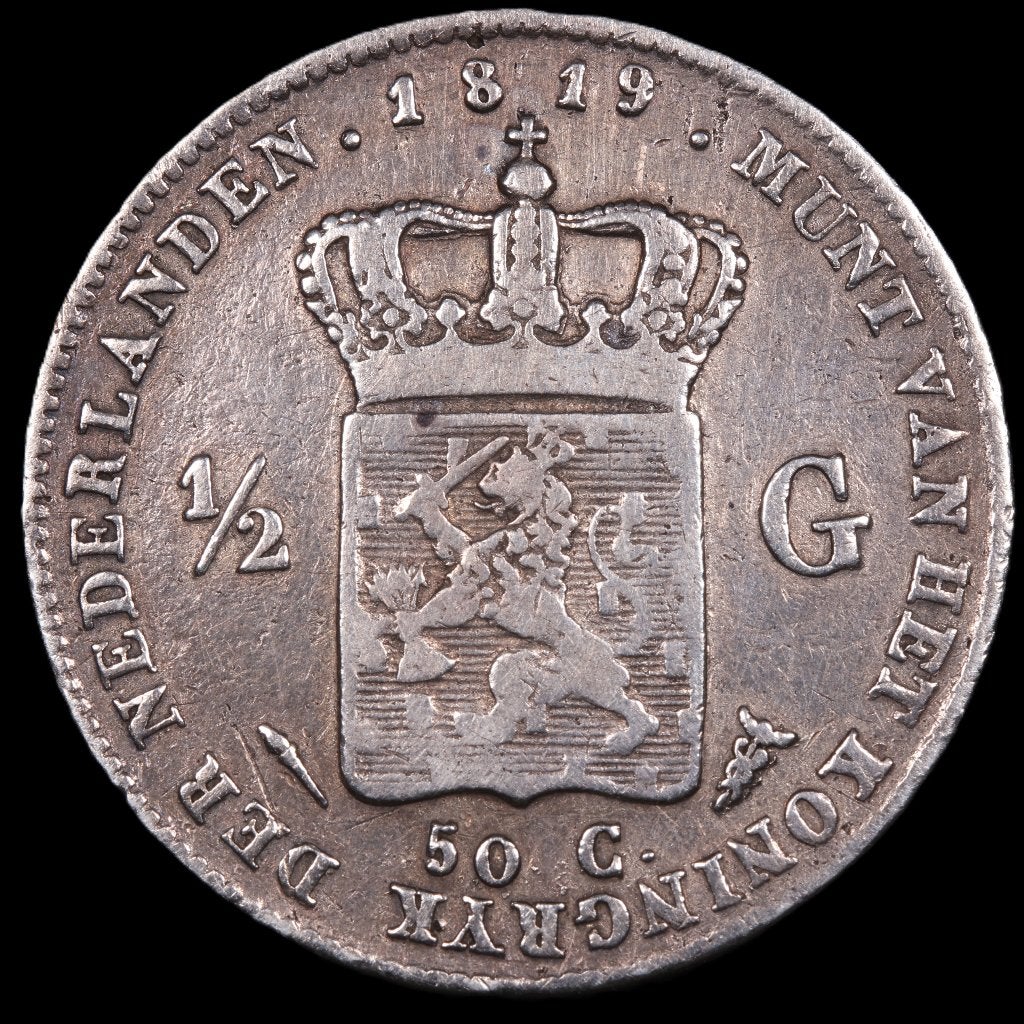 Halve gulden 1819. Fr/Zfr., Postzegels en Munten, Munten | Nederland, ½ gulden, Zilver, Ophalen of Verzenden, Koning Willem I