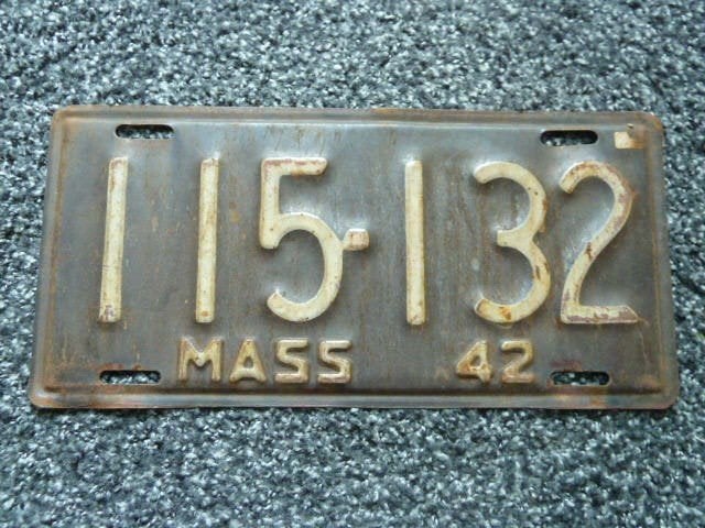 Kentekenplaat licenseplate Massachusetts 1942 USA, Verzenden, Gebruikt, Auto's