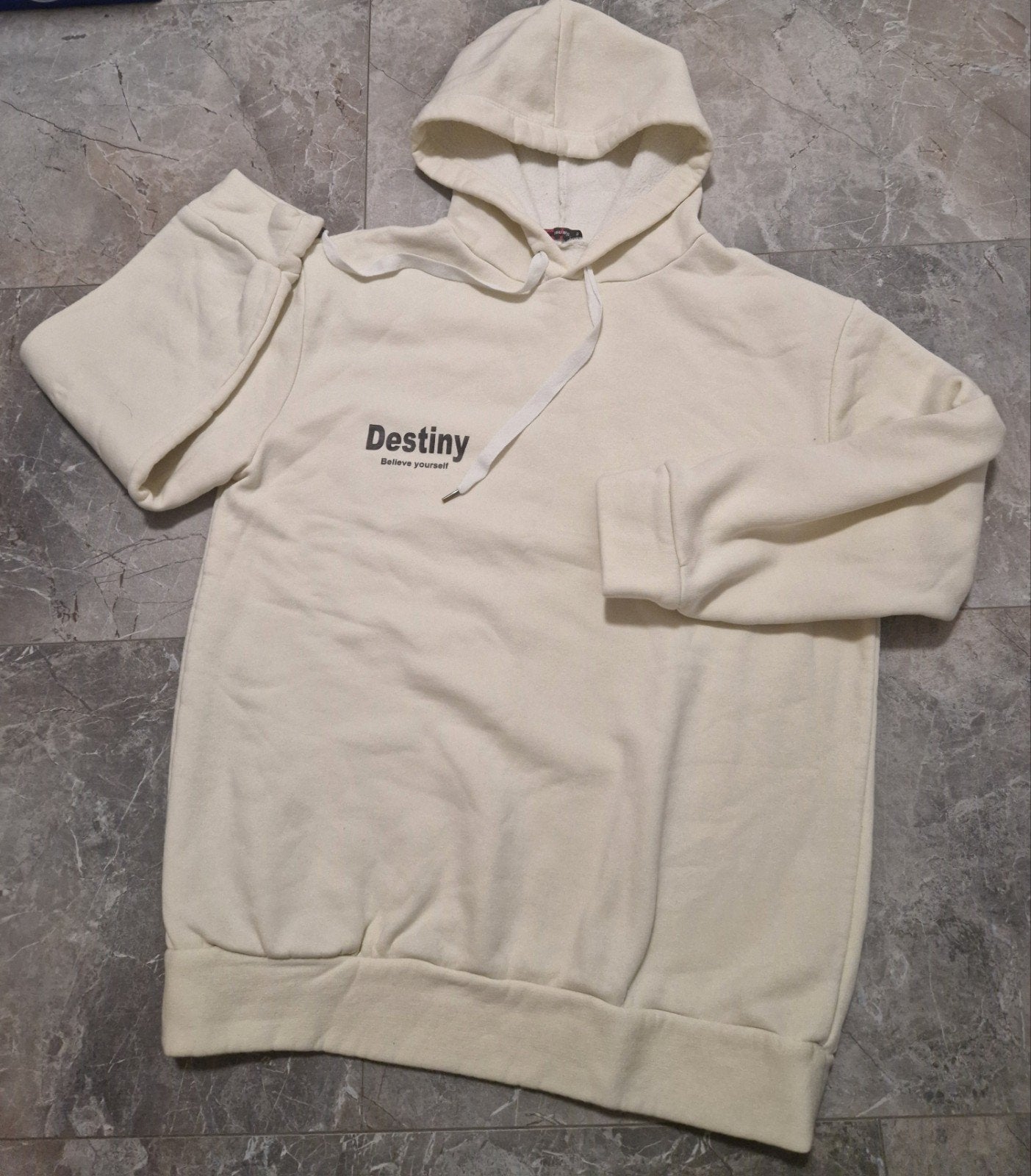 Trendy Beige / Cream Hoodie "Destiny" - Maat S, Ophalen of Verzenden, Zo goed als nieuw, Beige