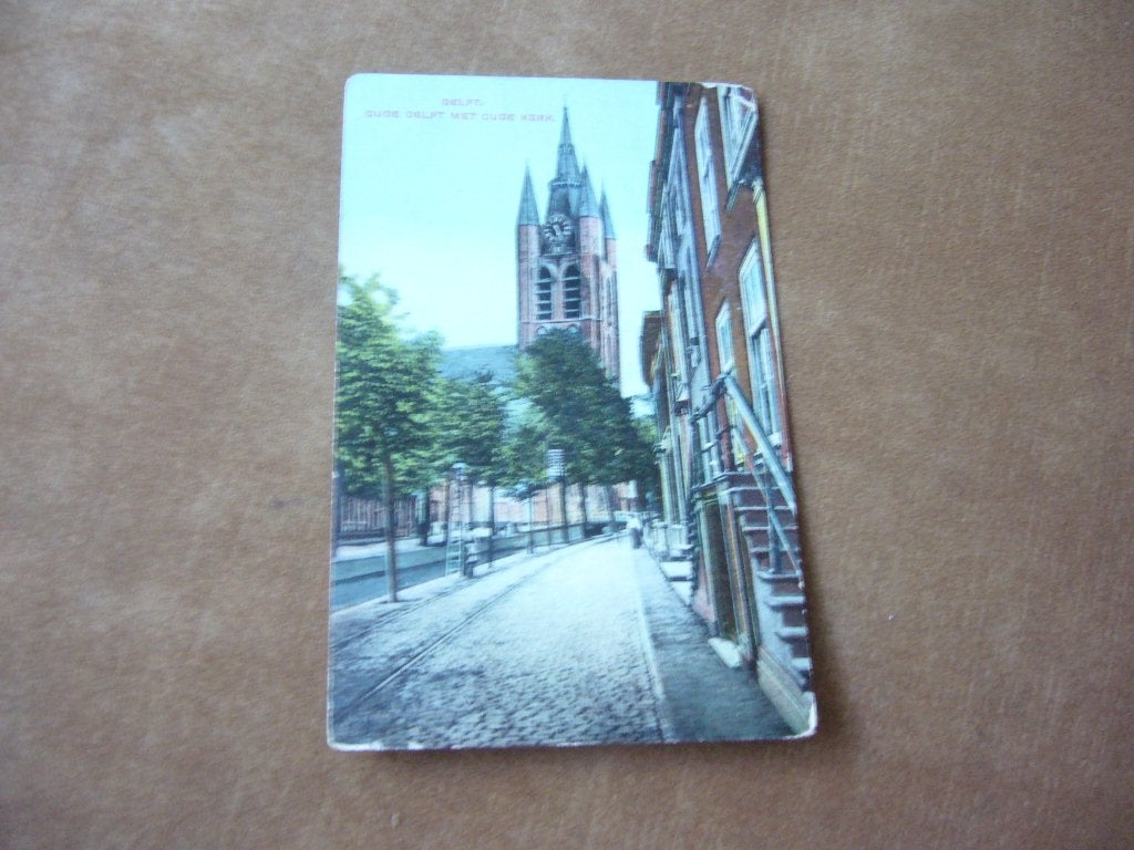 DELFT  =  OUDE DELFT MET OUDE KERK, Ophalen of Verzenden, Voor 1920, Gelopen, Zuid-Holland