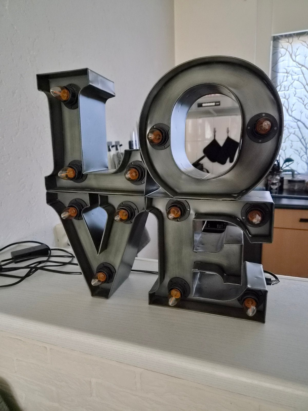 Sissy Boy LOVE Lamp met 12 lampen - Zo goed als nieuw, Metaal, Overige merken, Grijs, Industrieel