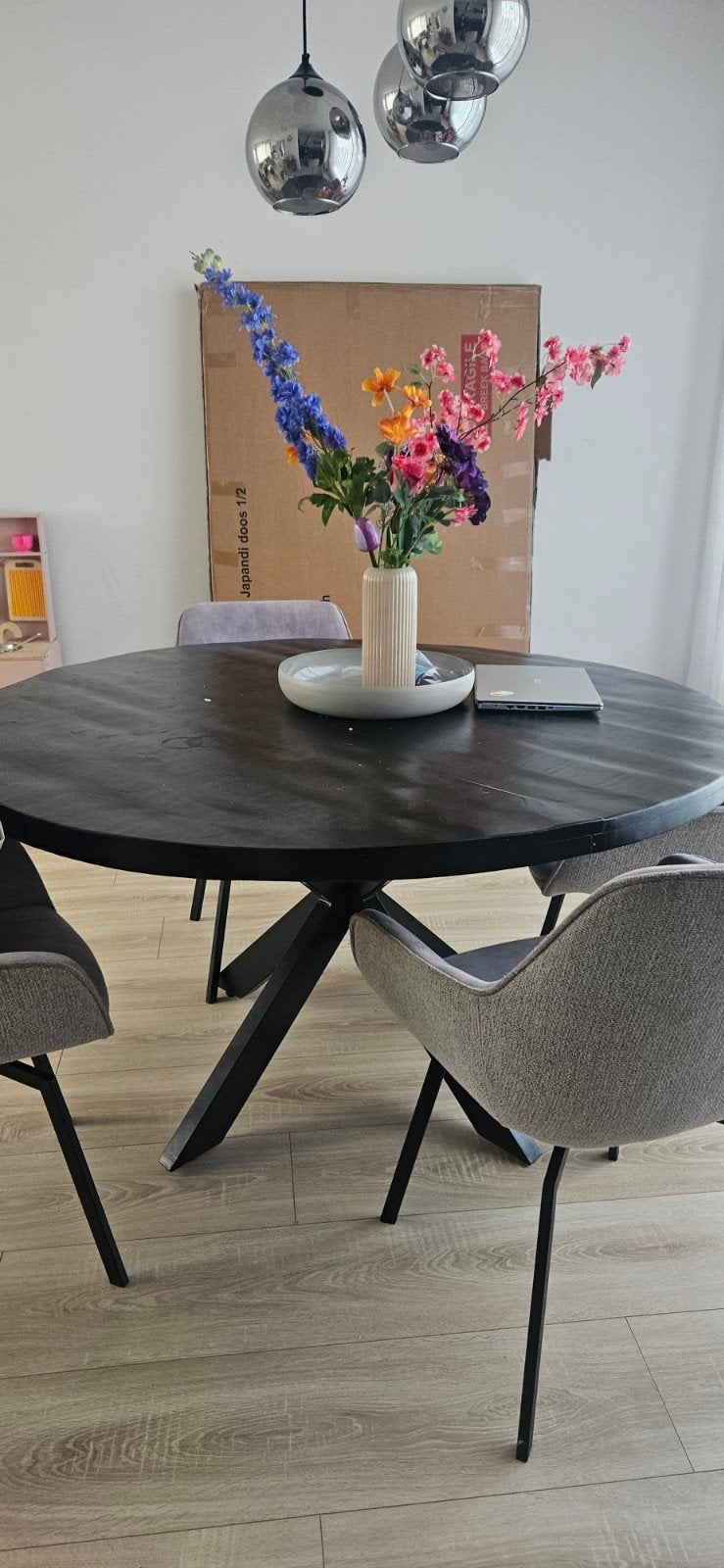 eettafel zwart, Ophalen of Verzenden, Gebruikt, Rechthoekig, 50 tot 100 cm