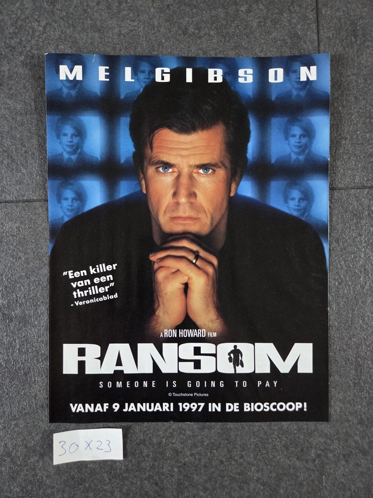 Mel Gibson - Ransom Film Poster (1997), Ophalen of Verzenden, Zo goed als nieuw, Touchstone Pictures, Filmspecifiek