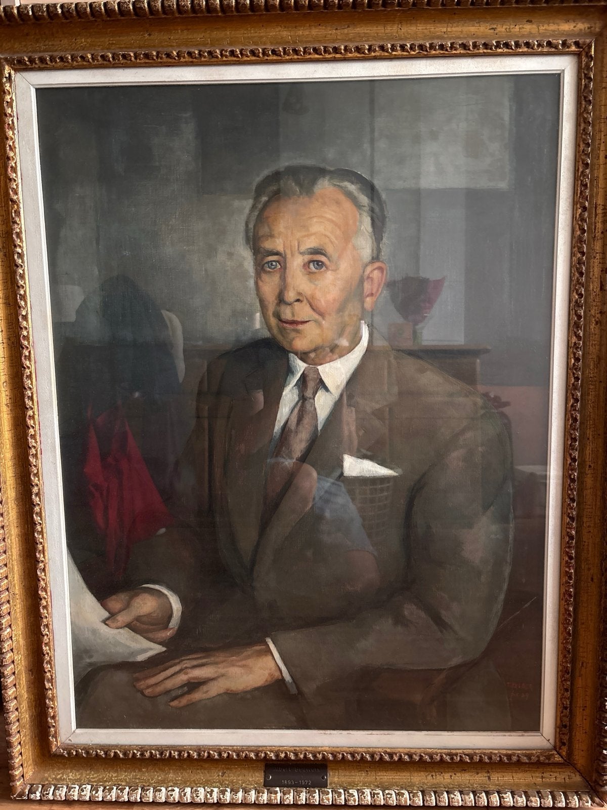 Olieverf Portret Albert Bouwers door T. Kelder (1959), Antiek en Kunst, Kunst | Schilderijen | Klassiek, Ophalen, Doek, Portret of Personen