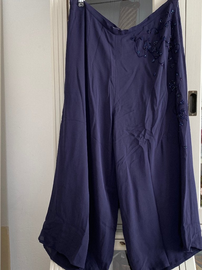 Marina RInaldi broek silk 40/42-44, Kleding | Dames, Overige typen, Blauw, Maat 42/44 (L), Nieuw