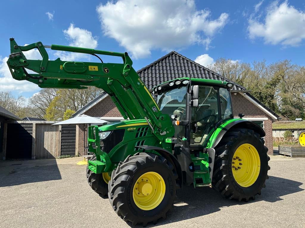 John Deere 6130R AQ-50 km/h+623R Fronltader, John Deere, Gebruikt, 120 tot 160 Pk, Ophalen of Verzenden