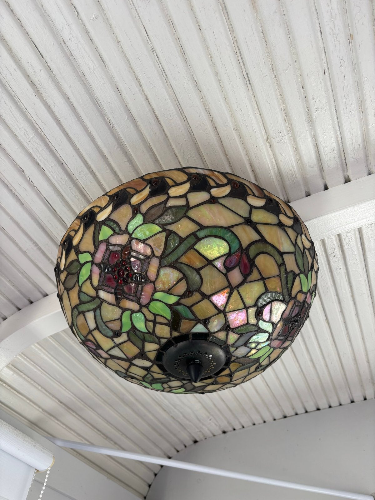 Tiffany Stijl Plafondlamp - Handgemaakt Glas-in-lood, Huis en Inrichting, Ophalen of Verzenden, Zo goed als nieuw, Glas, E14 (klein)