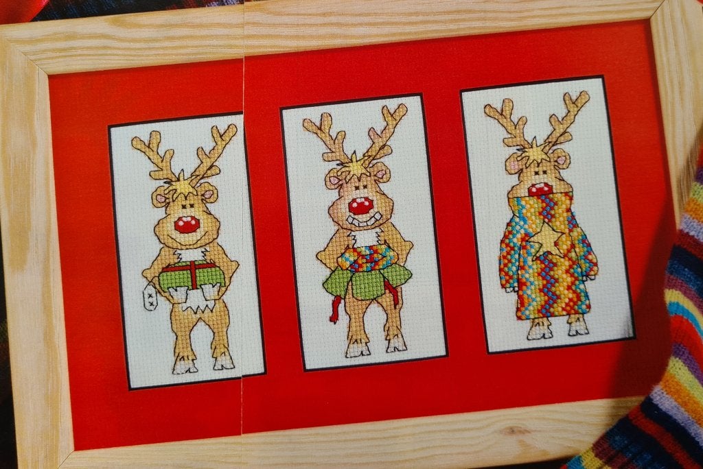 Rudolf de rendier, 3 Kerst borduurpatronen, Ophalen, Nieuw, Handborduren, Patroon