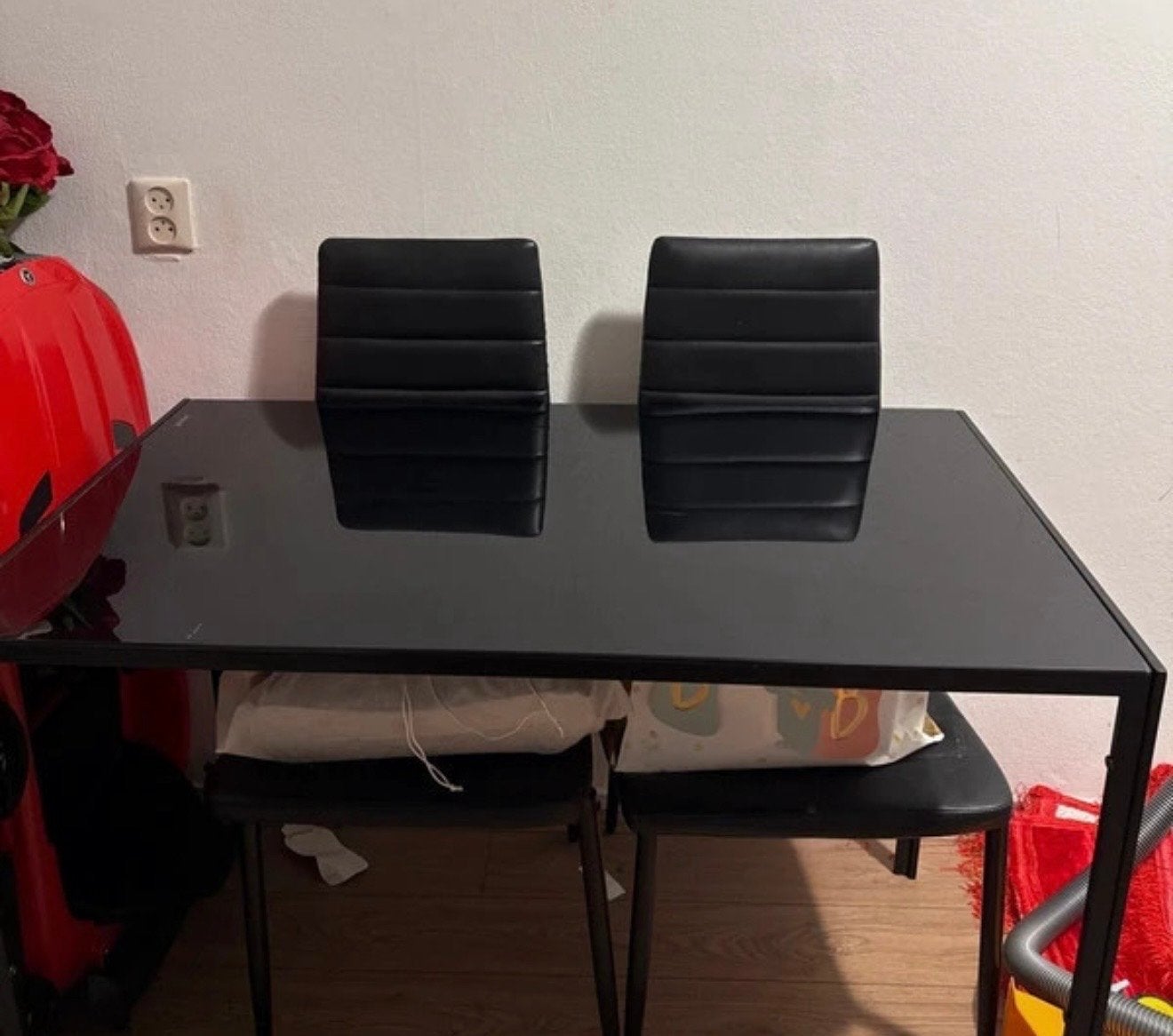 Eettafel met 4 stoelen, Gebruikt, Ophalen of Verzenden, Metaal, Vier personen