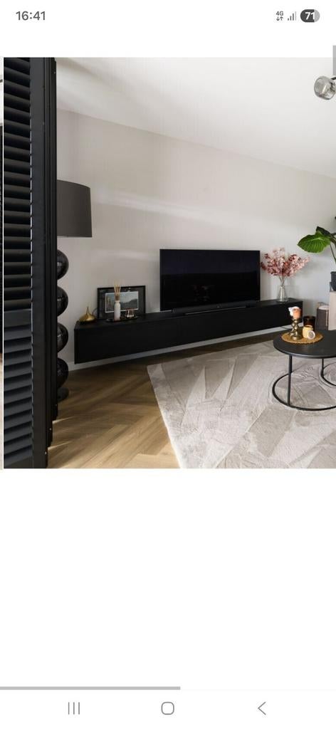 Zwart eiken zwevend tv meubel (Monoz), Ophalen, Zo goed als nieuw, 200 cm of meer, Minder dan 100 cm