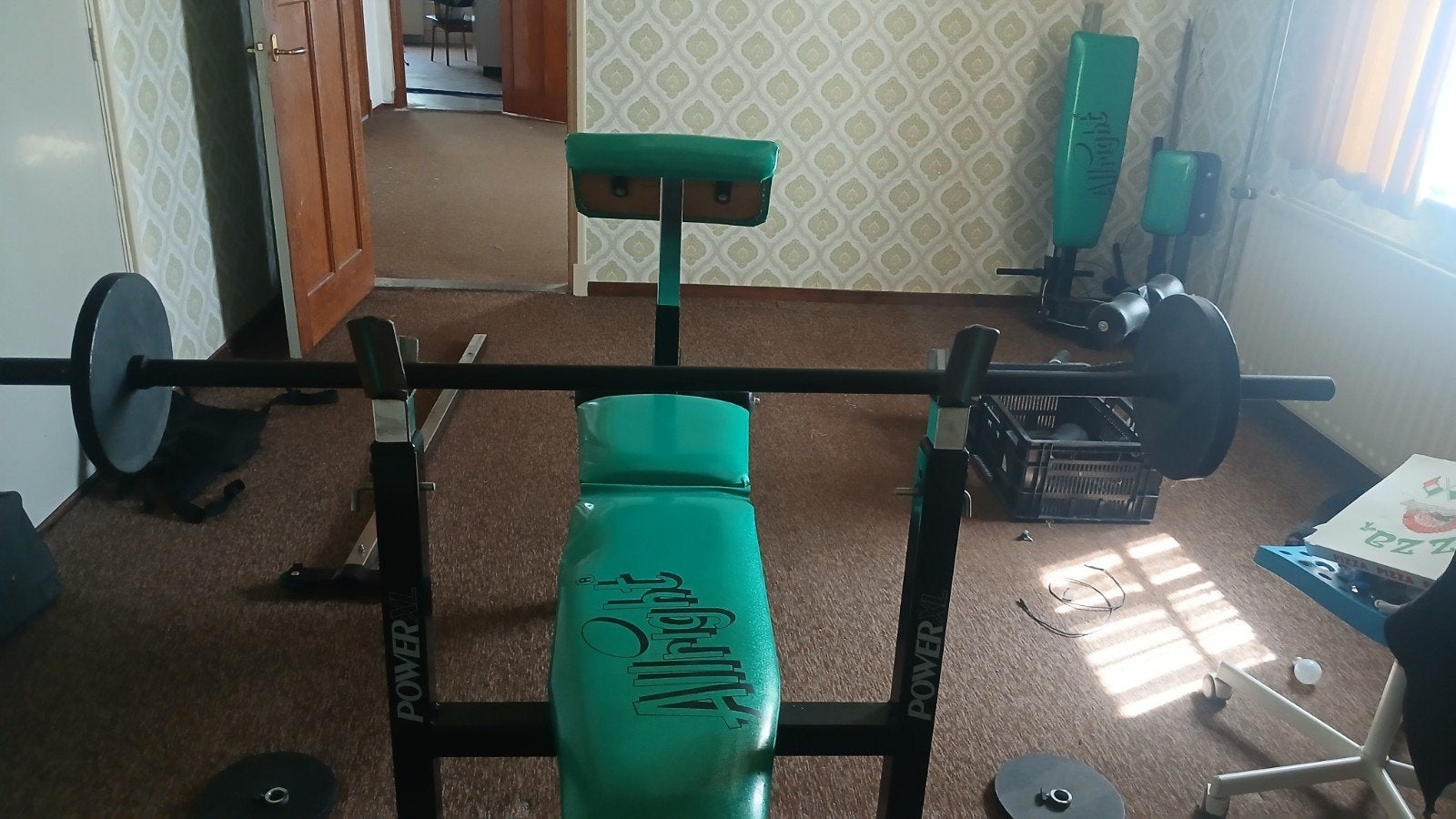 Complete Homegym Set Allright – Halterbank met Lat Pully & +, Sport en Fitness, Ophalen, Gebruikt, Armen, Fitnessbank