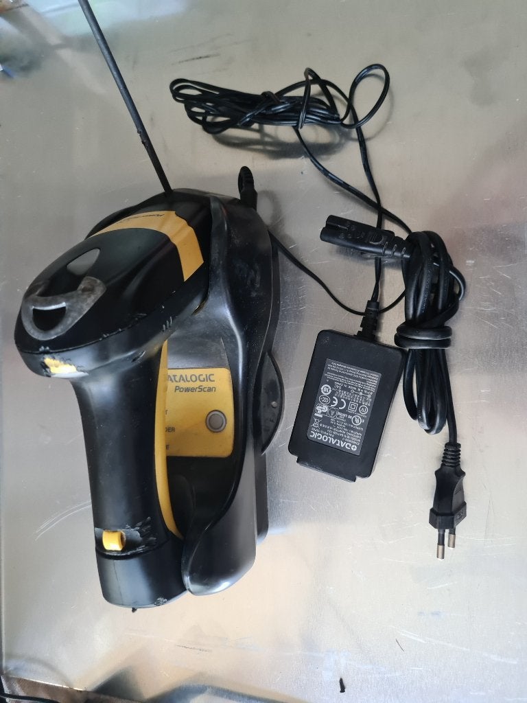 Datalogic Powerscan M8300 barcode lezer+bc 8060 base station, Ophalen of Verzenden, Gebruikt, Barcodescanner, Datalogic