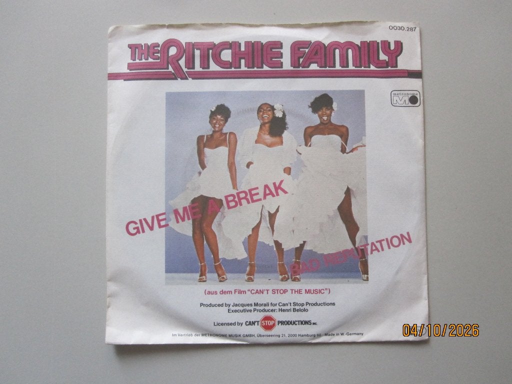THE RITCHIE FAMILY - give me a break - vinyl 7", Gebruikt, 7 inch, Ophalen of Verzenden, Pop