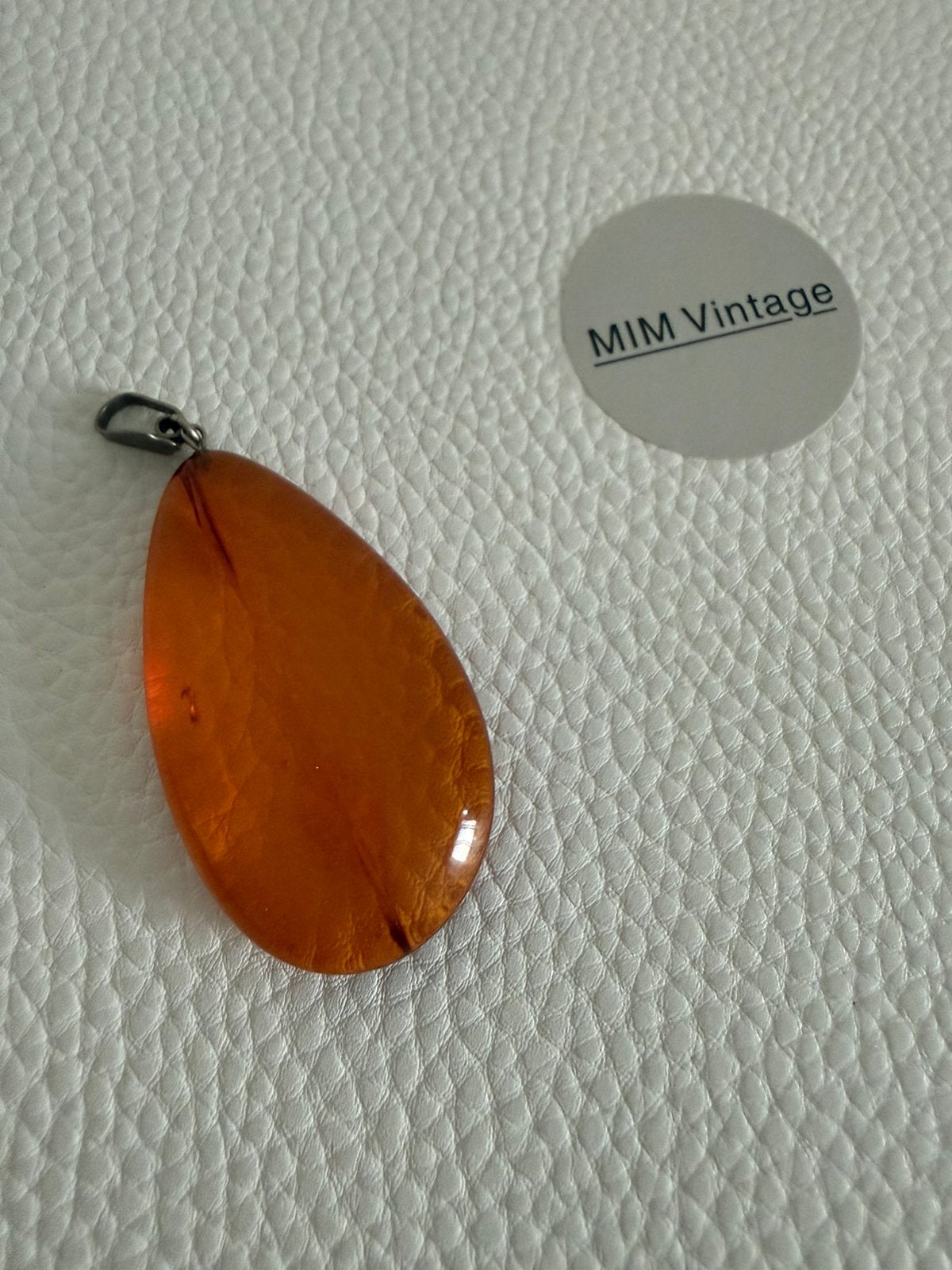 R221/Vintage Grote AMBER druppel Hanger, Gebruikt, Overige kleuren, Verzenden, X