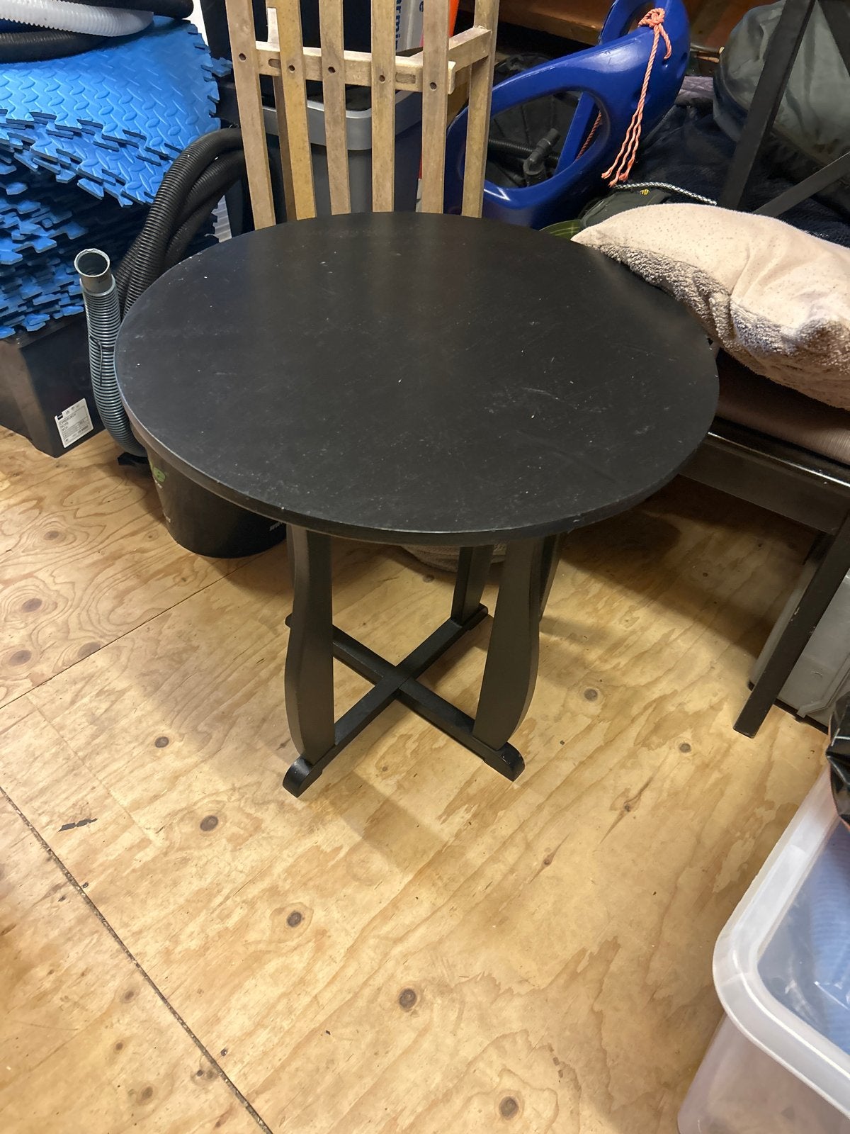 Houten rond tafeltje - Zwart, Huis en Inrichting, Minder dan 55 cm, Gebruikt, Rond, Hout