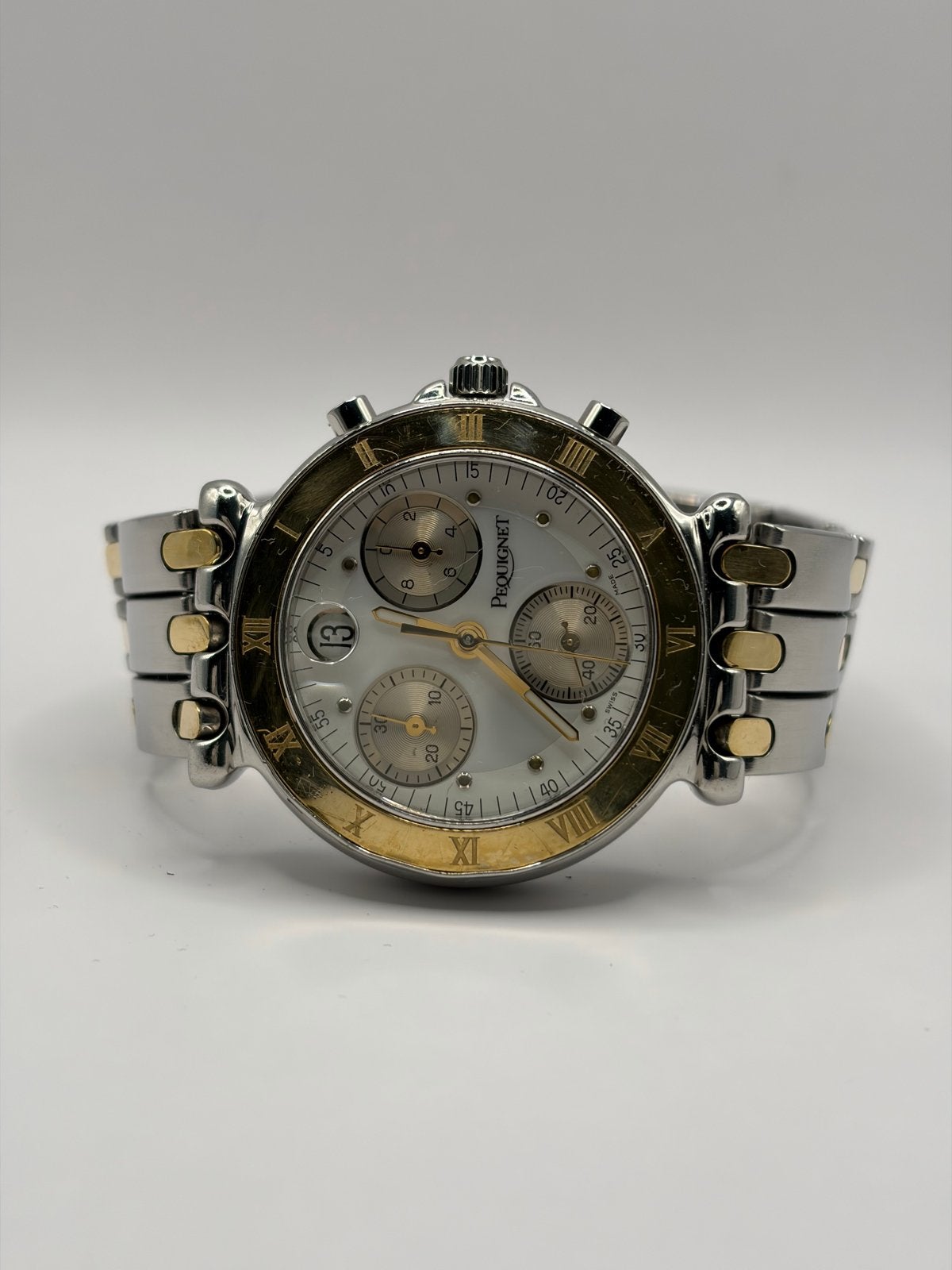 Pequignet Moorea Quartz Chronograaf Goud/Staal, Sieraden, Tassen en Uiterlijk, Overige merken, Staal, Gebruikt, Polshorloge