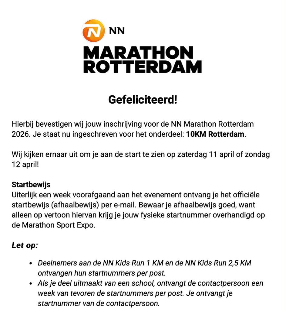 NN 10km Marathon Rotterdam, Eén persoon, April