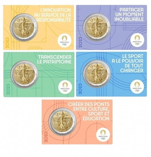 5x 2 euro Frankrijk 2023 - OS 24 Boksen - 5x Coincard, Verzenden, Frankrijk, 2 euro, Setje